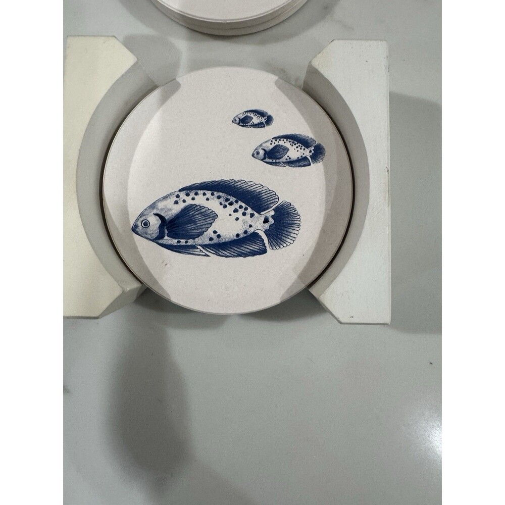 CoasterStone Stone Drink Coasters Colorful Tropical Fish Coastal Decor Set of 4